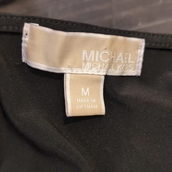 Michael Kors Asymmetric Midi Dress Gold Zipper Sleeveless Black Size Medium - Picture 10 of 12